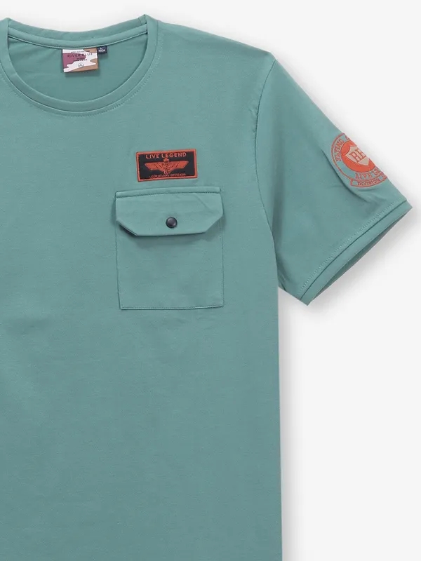 RIVER BLUE pista green cotton t-shirt