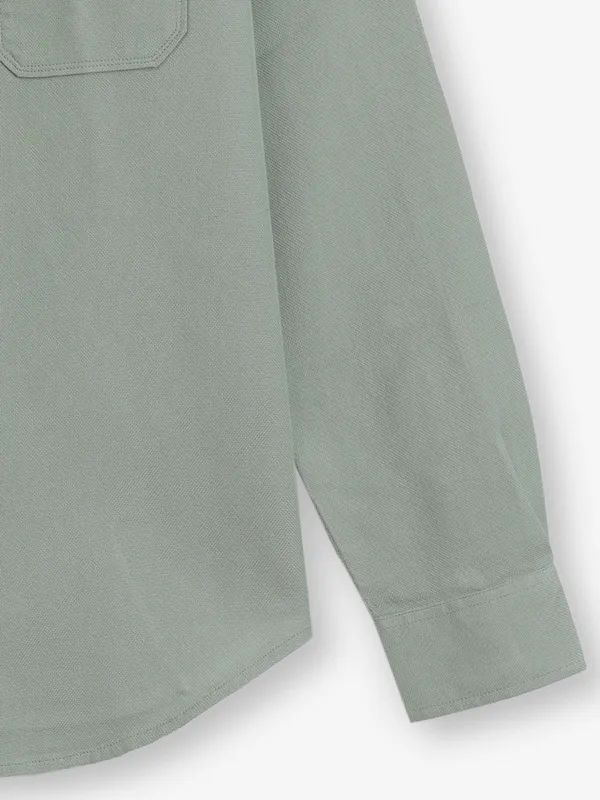 RIVER BLUE pista green plain cotton shirt