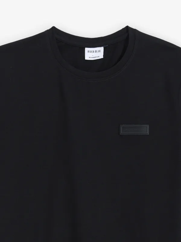 RIVER BLUE plain black cotton t-shirt