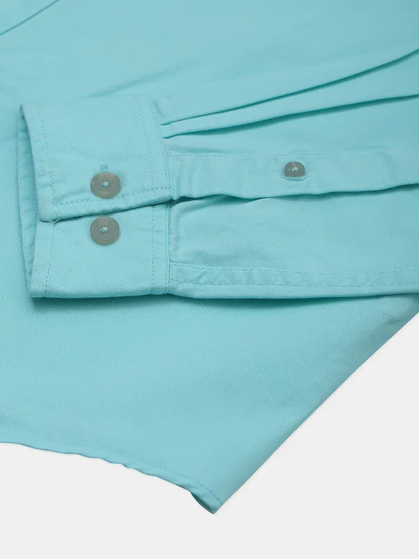 River Blue plain cotton casual mint green shirt