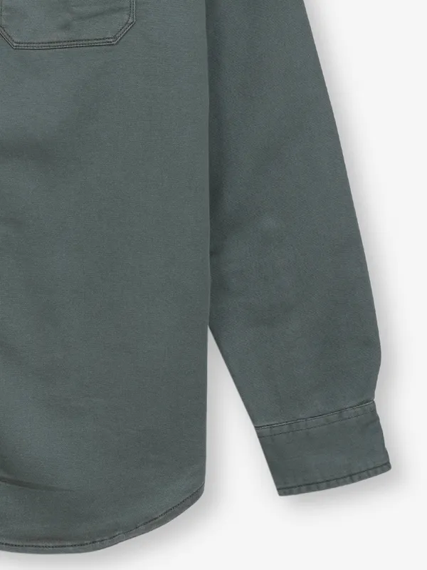 RIVER BLUE plain olive denim shirt