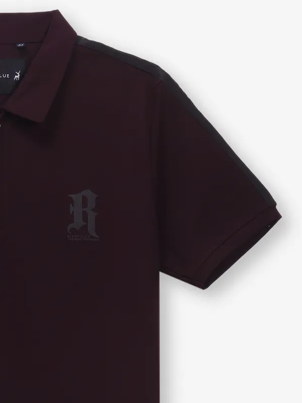 RIVER BLUE plain wine cotton t-shirt
