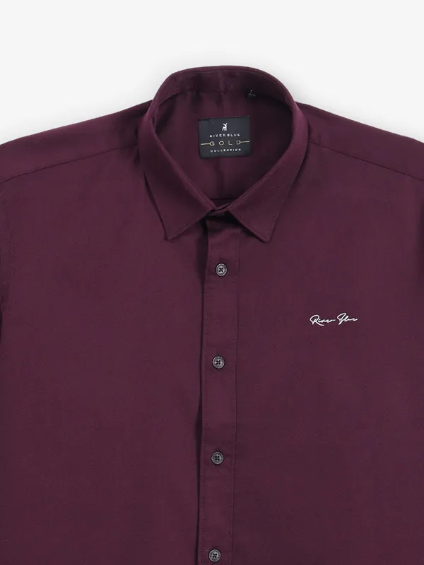 RIVER BLUE plain wine shirt for men