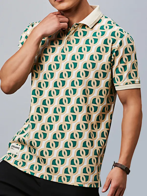 RIVER BLUE printed green cotton t-shirt