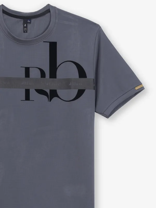 RIVER BLUE printed grey cotton t-shirt for men