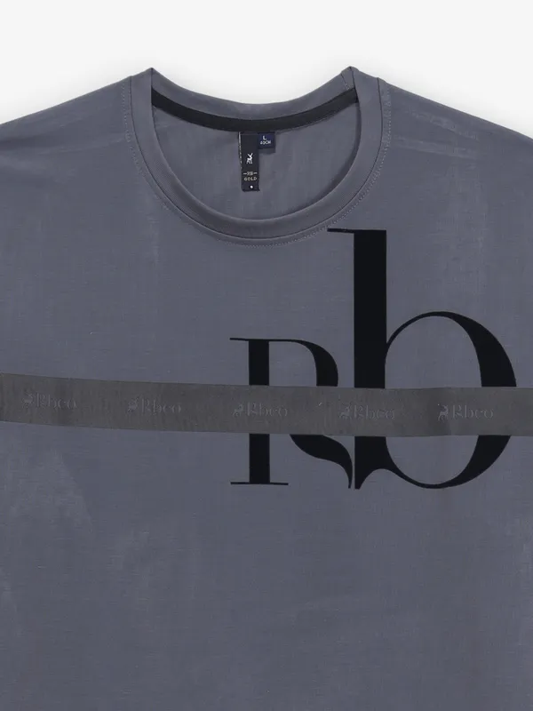 RIVER BLUE printed grey cotton t-shirt for men