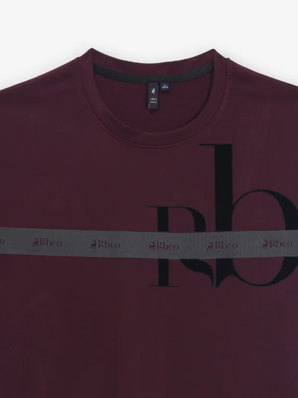 RIVER BLUE printed maroon cotton t-shirt for men