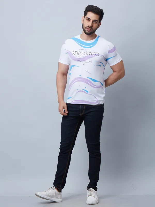 River Blue purple and white printed t shirt