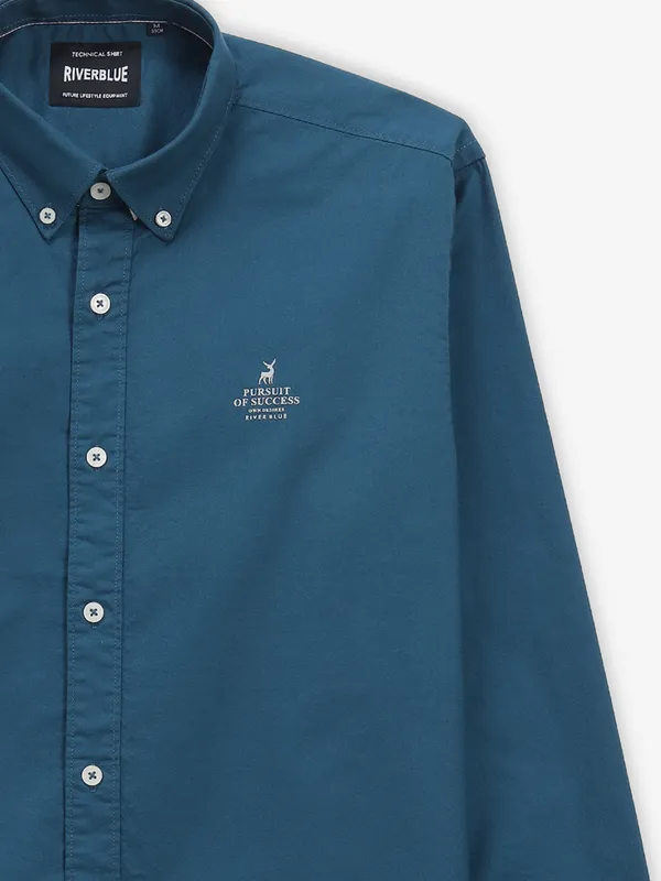 RIVER BLUE rama blue plain button down shirt