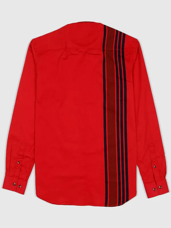 River Blue red color cotton fabric shirt