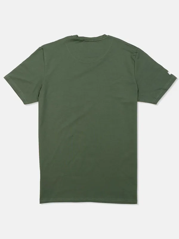River Blue round neck solid green t-shirt
