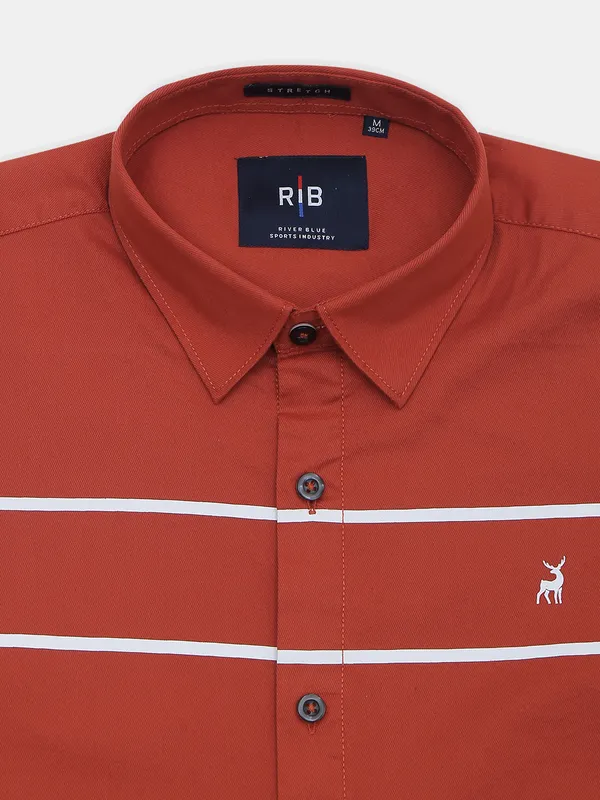River blue rust orange casaul wear shirt in cotton for mens