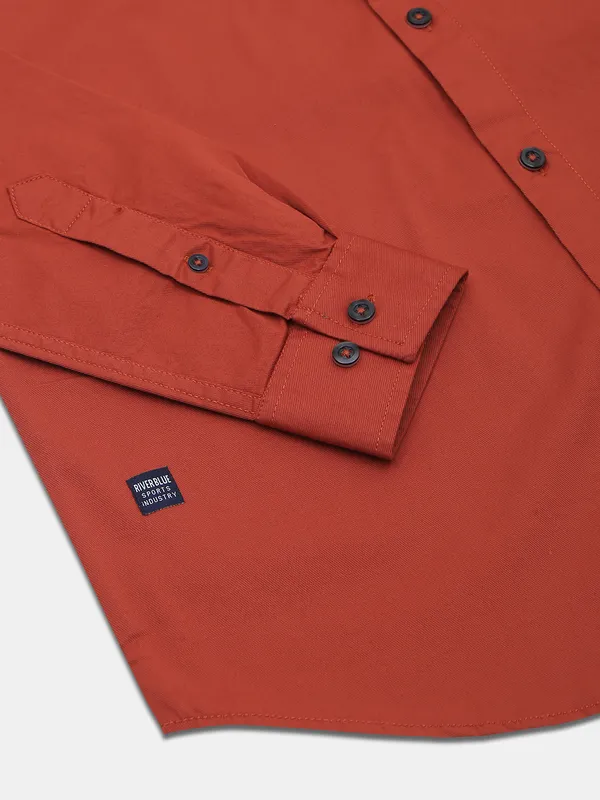 River blue rust orange casaul wear shirt in cotton for mens