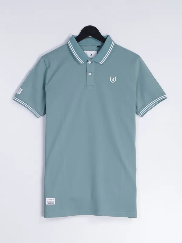 River Blue sage green cotton slim fit t shirt
