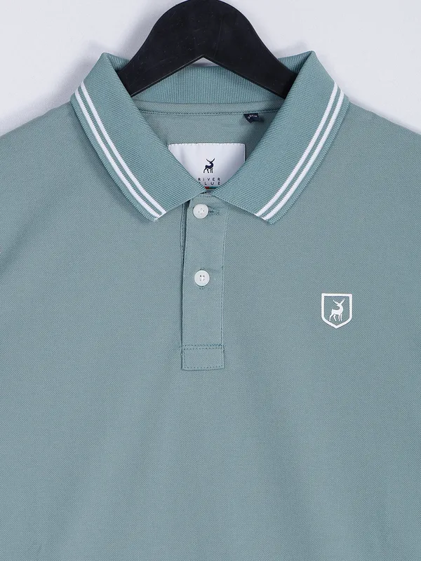 River Blue sage green cotton slim fit t shirt