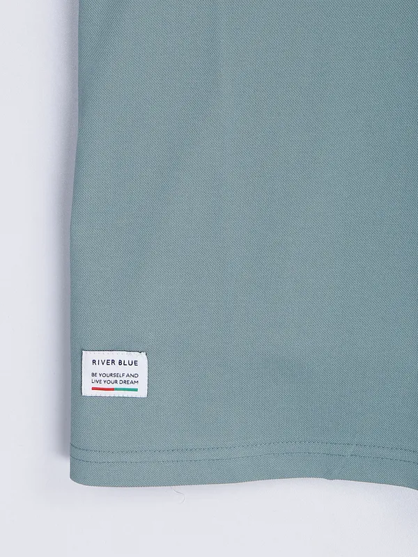 River Blue sage green cotton slim fit t shirt