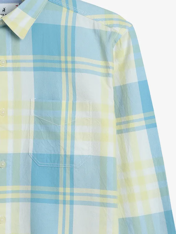 RIVER BLUE sky blue checks casual shirt