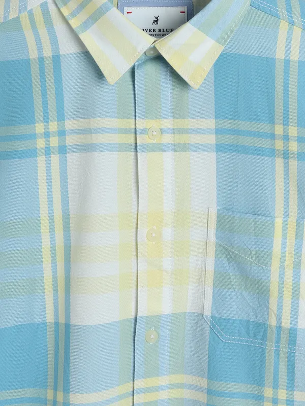 RIVER BLUE sky blue checks casual shirt