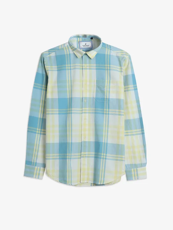 RIVER BLUE sky blue checks casual shirt