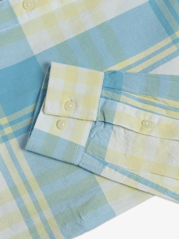 RIVER BLUE sky blue checks casual shirt