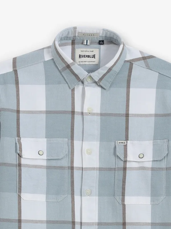 RIVER BLUE sky blue checks shirt for men