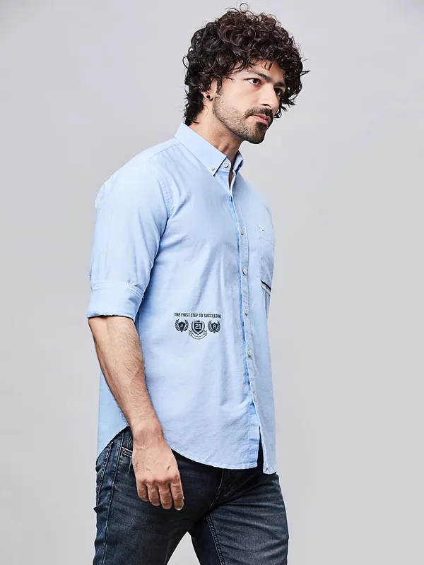 RIVER BLUE sky blue cotton shirt for men