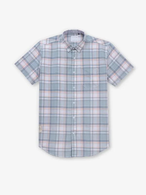 RIVER BLUE sky blue cotton shirt with checks