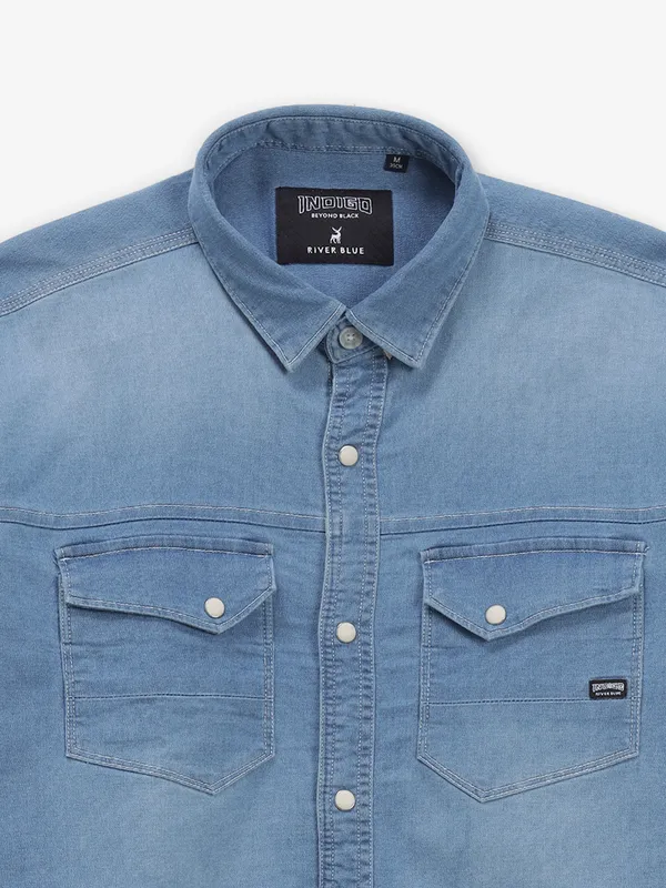 RIVER BLUE sky blue denim shirt
