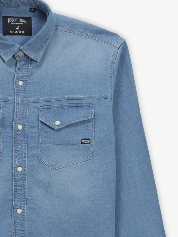 RIVER BLUE sky blue denim shirt