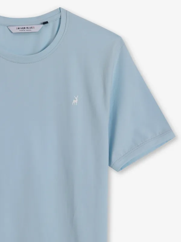 RIVER BLUE sky blue palin cotton t-shirt
