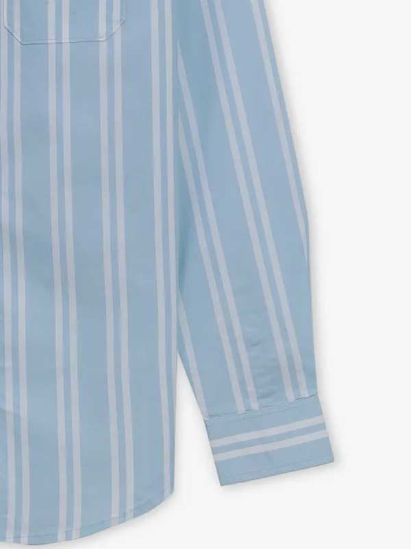 RIVER BLUE sky blue stripe cotton shirt for men