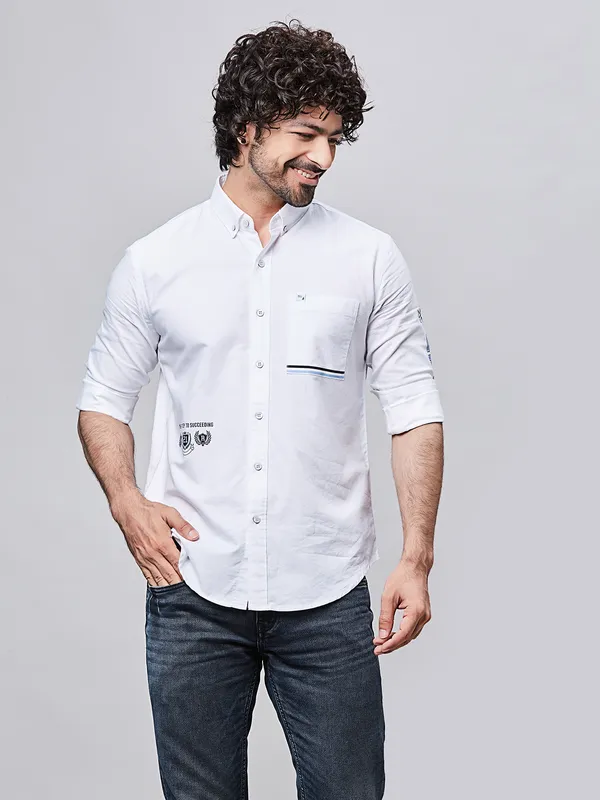 RIVER BLUE slim fit cotton shirt for men