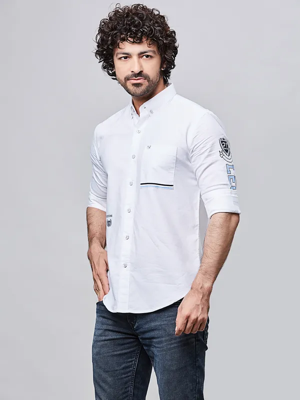 RIVER BLUE slim fit cotton shirt for men