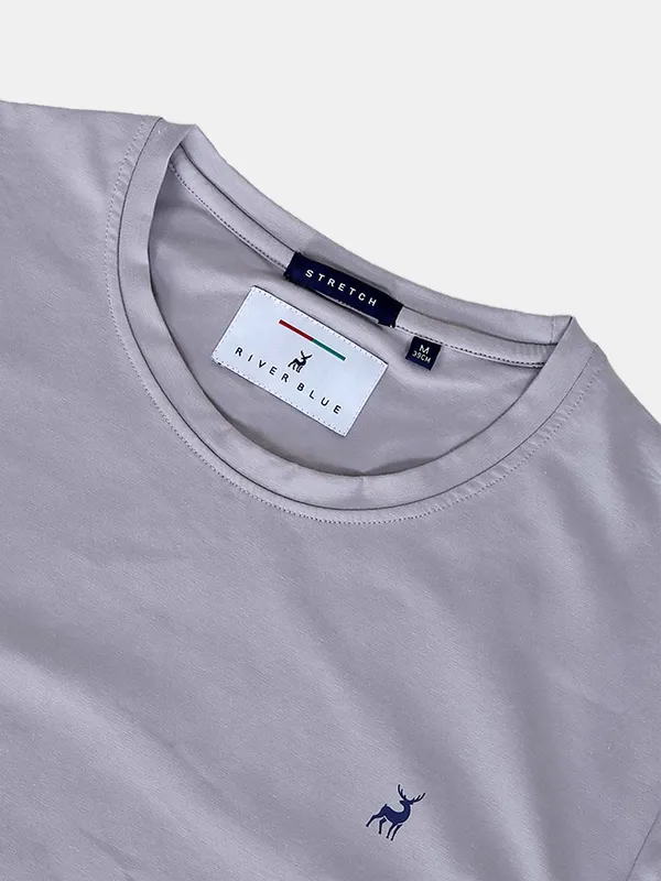 River Blue solid grey slim fit t-shirt