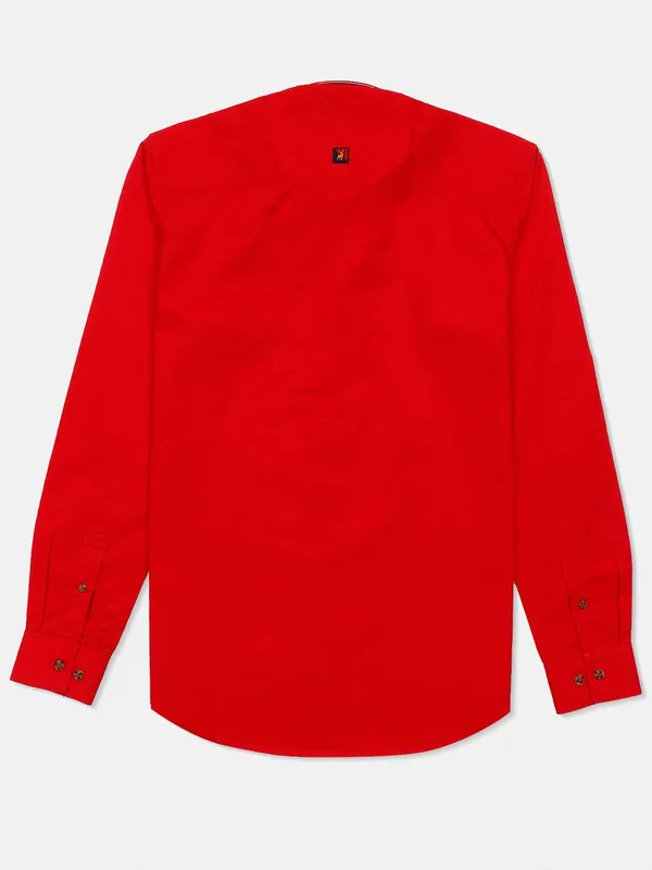 River Blue solid red cotton mens shirt