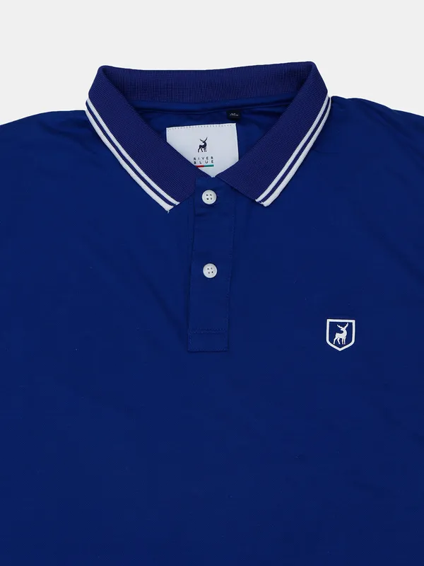 River Blue solid royal blue cotton polo t-shirt