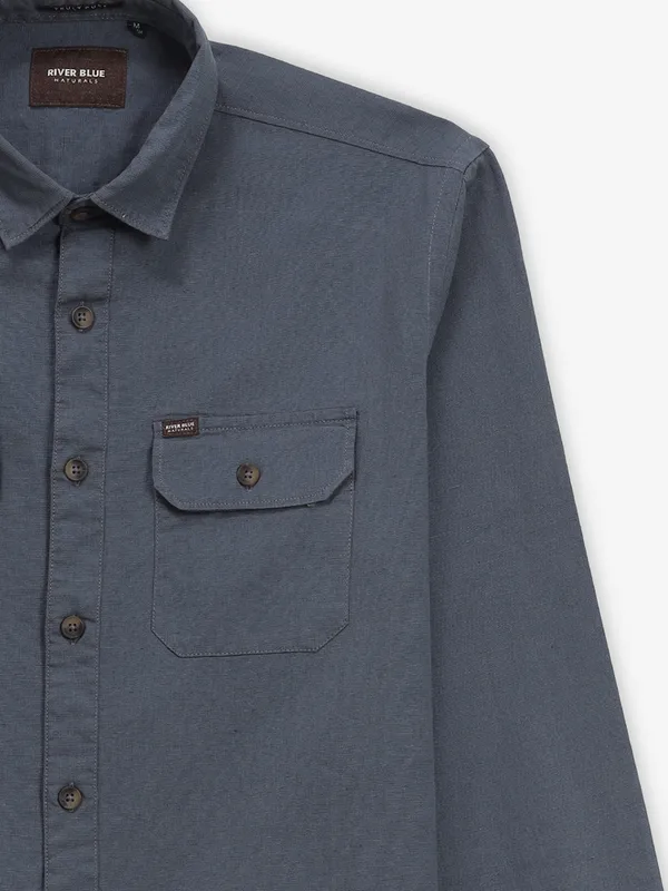 RIVER BLUE stone blue cotton shirt