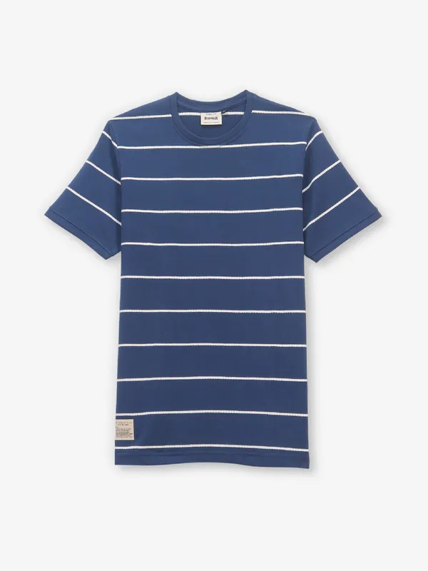 RIVER BLUE striped blue cotton t-shirt