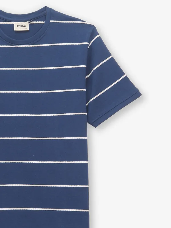 RIVER BLUE striped blue cotton t-shirt