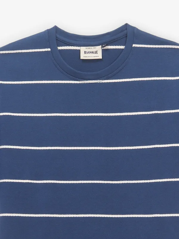 RIVER BLUE striped blue cotton t-shirt