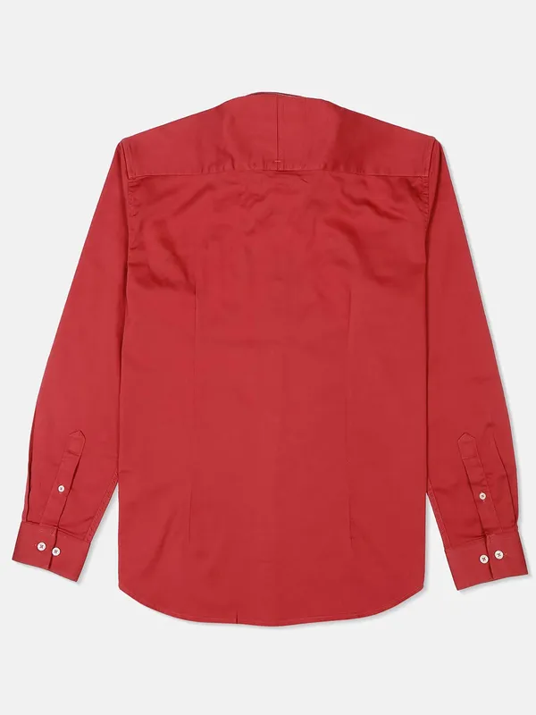 River Blue tomato red cotton solid shirt