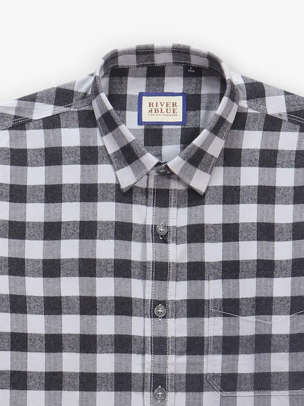 RIVER BLUE white and black cotton shirt