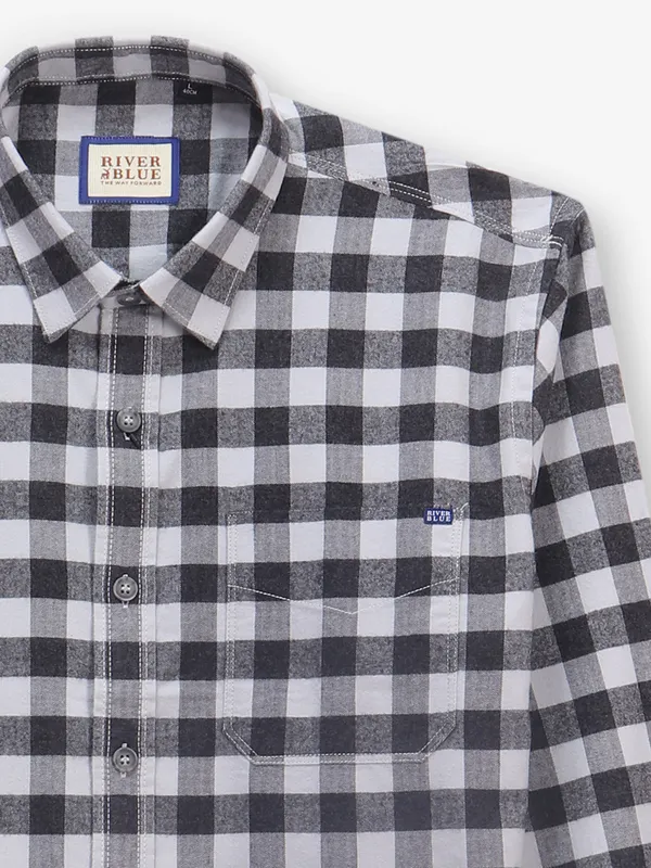 RIVER BLUE white and black cotton shirt