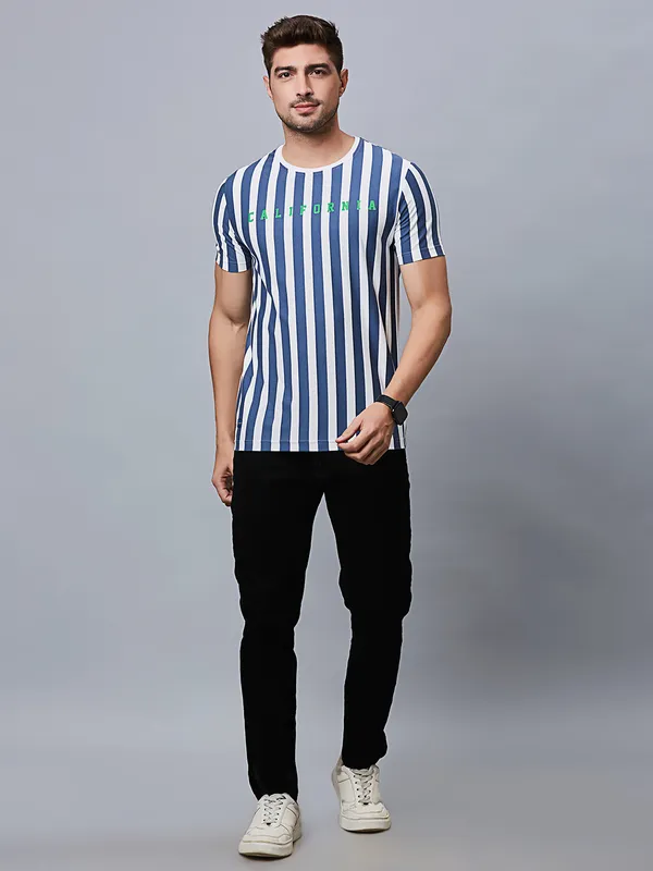 RIVER BLUE white and blue stripe t-shirt