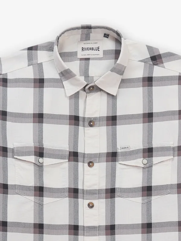 RIVER BLUE white and brown cotton shirt