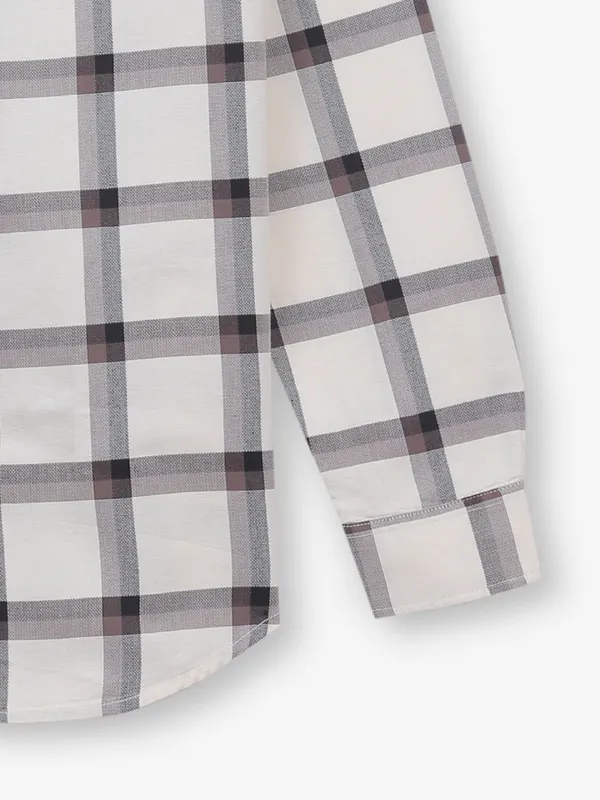 RIVER BLUE white and brown cotton shirt