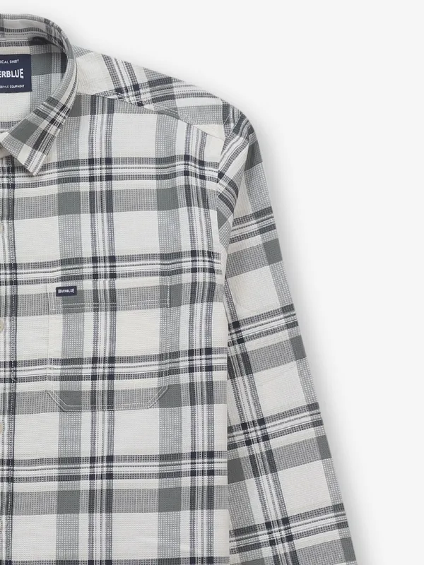 RIVER BLUE white and olive cotton shirt