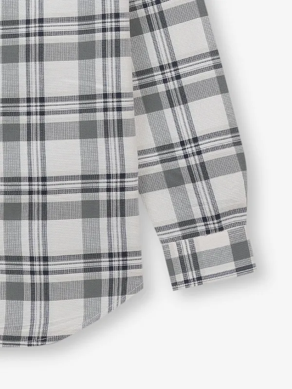 RIVER BLUE white and olive cotton shirt