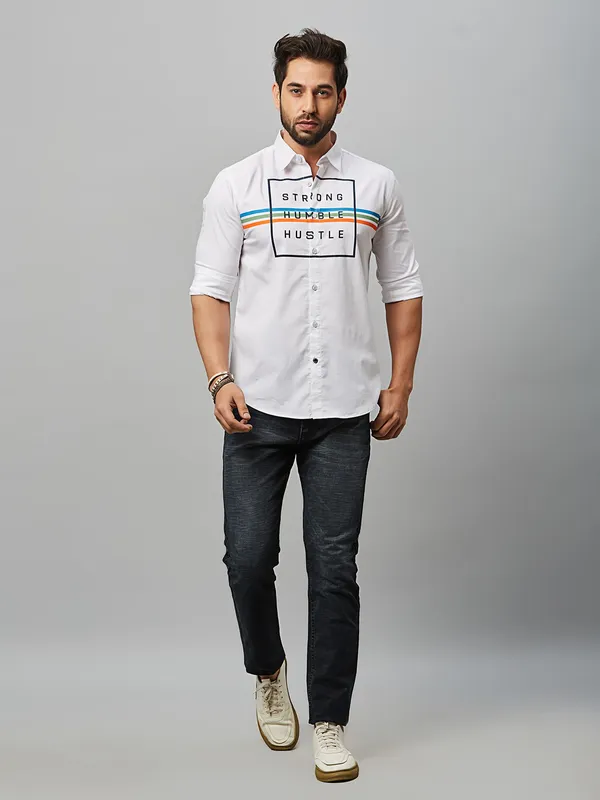 River Blue white casual cotton shirt