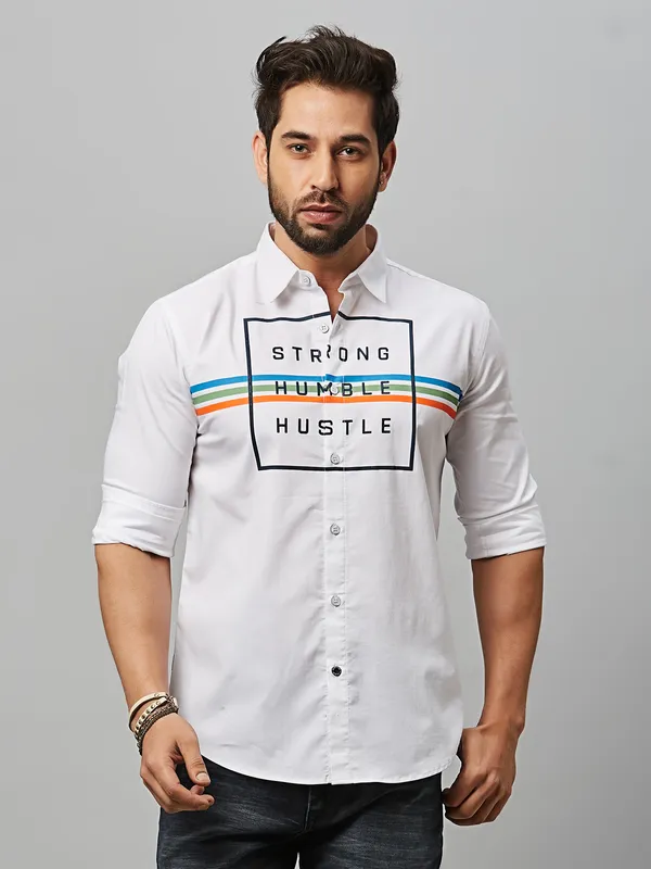River Blue white casual cotton shirt